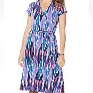Iman Purple City Chic Printed Faux Wrap Dress Size Medium